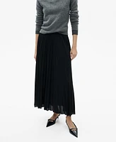 Mango Women's Pleated Long Skirt