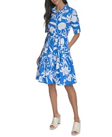 Calvin Klein Women's Cotton Tie-Waist Button-Front Dress