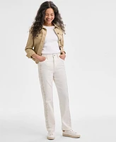 Style & Co Women's Embroidered High-Rise Straight-Fit Jeans, Exclusively at Macy's