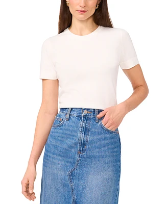 1.State Women's Cotton Crewneck Short-Sleeve Sweater