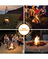 Aoodor 31 in Fire Grate, Round Adjustable Size Smoke-Free Fire Pit Grate, Heavy Duty Burning Log Grate for Outdoor Campfire, Hearth Wood Stove and Out