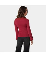 Bebe Women's Open Neck Rhinestone Trim Sweater