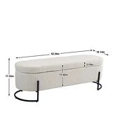 Upholstered Storage Ottoman Bench, Entryway End-of-Bed Bench for Bedroom & Living Room-The Pop Home