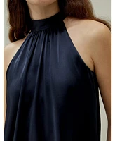 Minimalistic Allure Silk Halter Top for Women