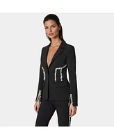 Bebe Women's Rhinestone Detail Woven Twill Blazer