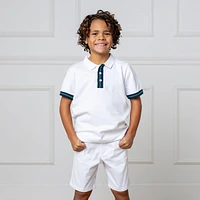 Hope & Henry Boys' Organic Short Sleeve Knit Pique Polo Shirt, Kids