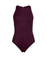 Lands' End Women's Tugless High Neck Portrait Back One Piece Swimsuit