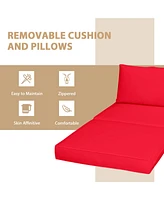Gymax 5PCS Outdoor Patio Furniture Set w/ Coffee Table Ottoman Cushion