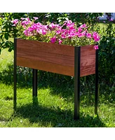 Acacia Wood Raised Garden Bed with Legs - 31-Inch H Powder-Coated Steel Frame Removable Planter Bag