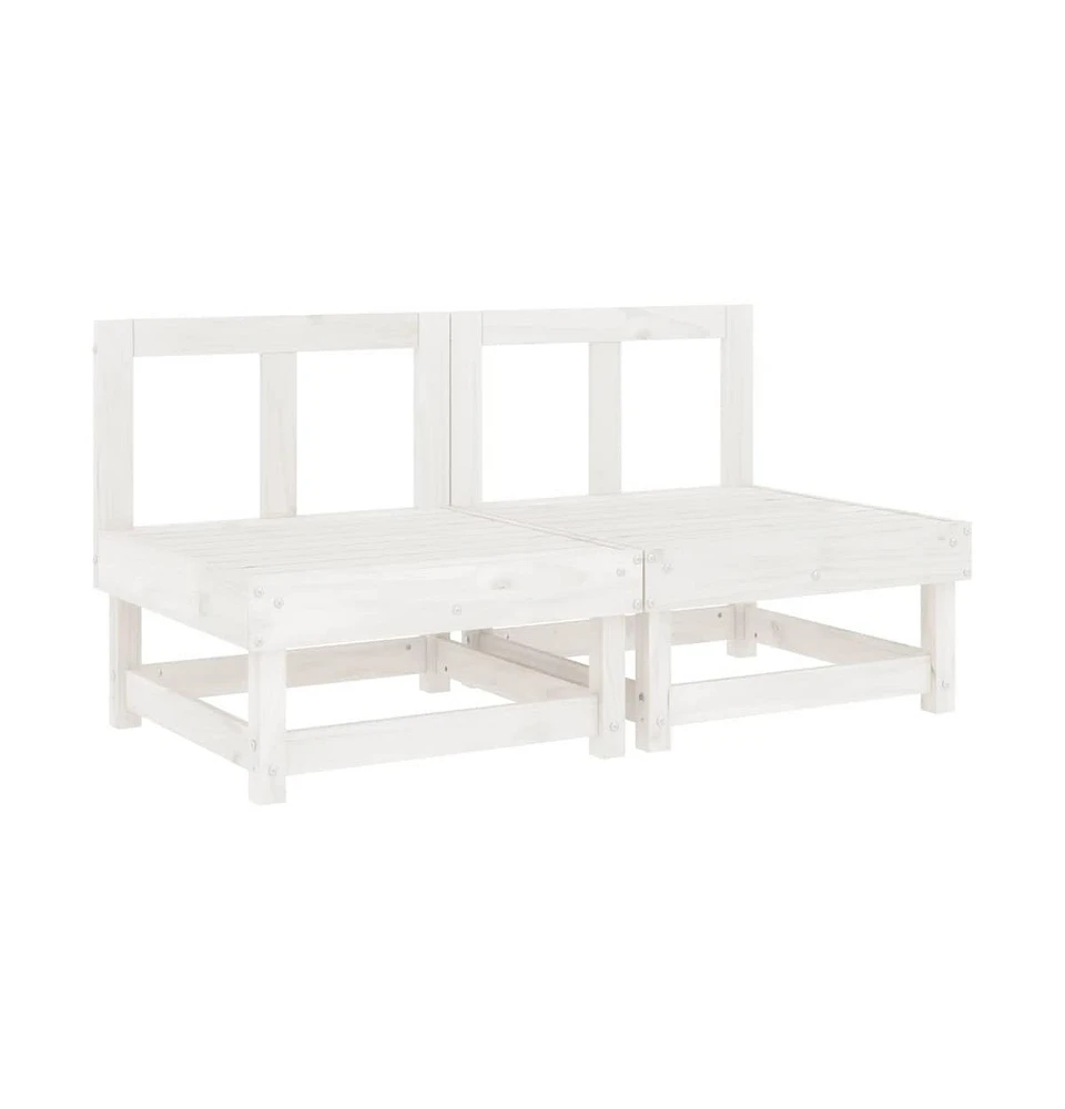 Patio Middle Sofas 2 pcs White Solid Wood Pine