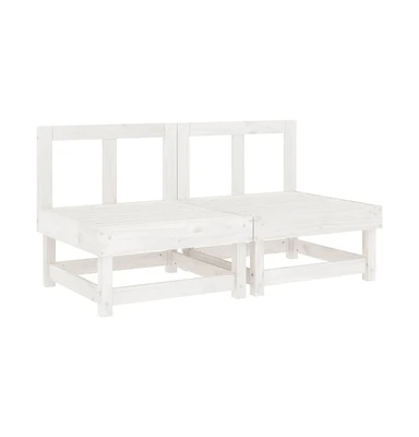 Patio Middle Sofas 2 pcs White Solid Wood Pine