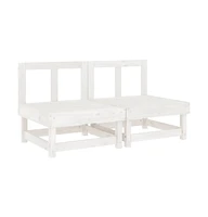Patio Middle Sofas 2 pcs White Solid Wood Pine