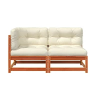 Patio Sofa with Cushions 2-Seater Wax Brown Solid Wood Pine