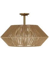 Possini Euro Pedro 24" Wide Brass and Rattan 4-Light Ceiling Light - Possini Euro Design