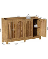 Tribesigns Sideboard Buffet Cabinet, 57" Farmhouse Storage Cabinet with Shutter Doors and Adjustable Shelf, Freestanding Storage Cabinet for Dining Ro
