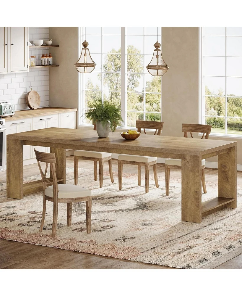 Tribesigns 86.61-Inch Dining Table for 6-8, Farmhouse Narrow Kitchen Table with Wood Pedestal Base, Extra Long Rectangular Dinner Table for Living Roo