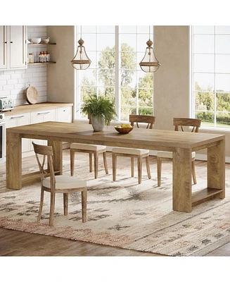 Tribesigns 86.61-Inch Dining Table for 6-8, Farmhouse Narrow Kitchen Table with Wood Pedestal Base, Extra Long Rectangular Dinner Table for Living Roo