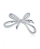 Bling Jewelry Blue Crystal Statement Ribbon Bow Brooch Pin Silver Plated