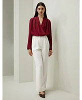 Women's Silk Crepe de Chine Long Sleeve Blouse