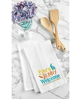 Every Bunny Welcome" Easter Rabbit Spring Theme Kitchen Dishtowel