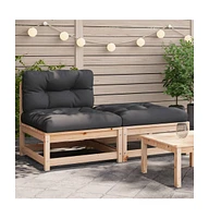 Patio Sofa Armless with Cushions and Footstool