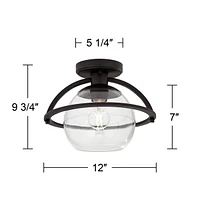 Possini Euro Oblys 12"W Black Ceiling Light with Clear Glass - Possini Euro Design