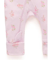 Purebaby Baby Girls Zip Coverall & Headband Set