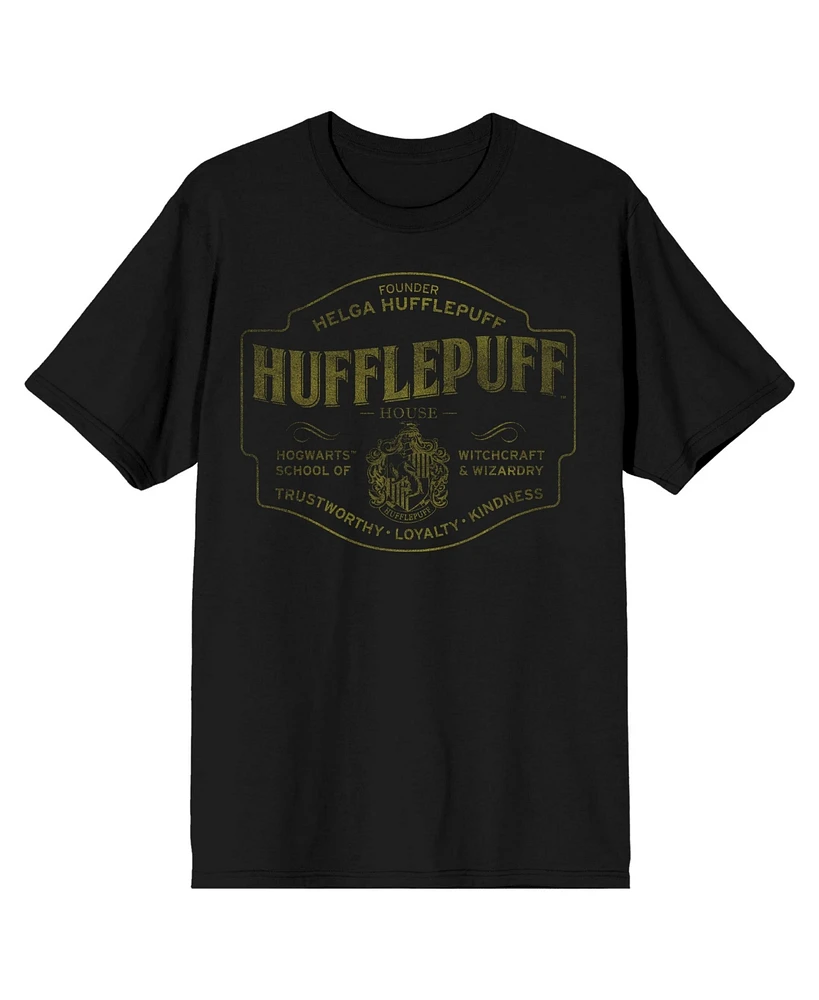 Mens Harry Potter Hufflepuff Hogwarts House Black Graphic Tee-xxl