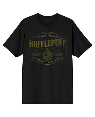 Mens Harry Potter Hufflepuff Hogwarts House Black Graphic Tee-xxl