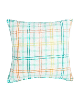 18" x 18" Bunny Trail Plaid Woven Spring Easter Themed Accent Throw Pillow