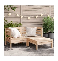Patio Sofa 2-Seater with Footstool Solid Wood Pine
