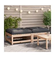Patio Footstools with Cushions 2 pcs Solid Wood Pine