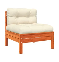 Patio Sofa with Cushions and Footstool Solid Wood Pine