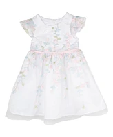 Rare Editions Baby Girls Floral Embroidered Mesh Social Dress