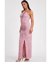 Quiz Women's One Shoulder Cut Out 3D Floral Maxi Dress