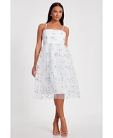 Quiz Women's Embroidered Mesh Floral Midi Dress