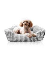 Reserve Jacquard Cuddler Ultra Soft Elegant Pet Bed For Dogs Cats Charcoal