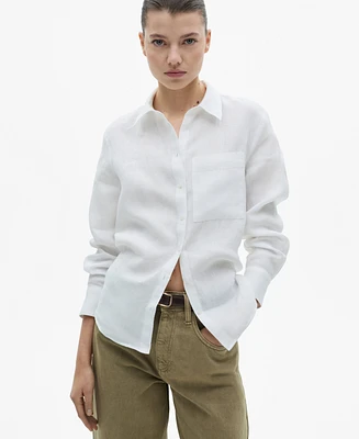 Mango Women's Pocket Linen Shirt