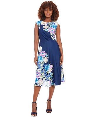 London Times Petite Floral Sleeveless Midi Dress