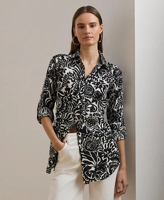 Lauren Ralph Women's Relaxed-Fit Floral Linen Shirt, Regular & Petite