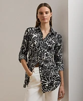 Lauren Ralph Women's Relaxed-Fit Floral Linen Shirt, Regular & Petite