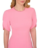 Adrianna Papell Women's Faux-Pearl-Trim Sheath Dress
