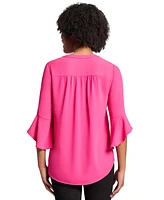 Jones New York Women's V-Neck Bell-Sleeve Blouse