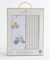 Living Textiles Baby Boys and Girls 2-Pack Tractor Ride Collection Jersey Swaddle