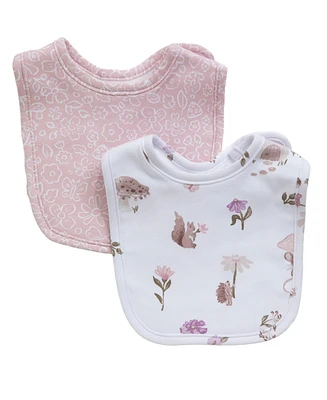 Living Textiles Baby Girls 2-Pack Mushroom House Collection Bib