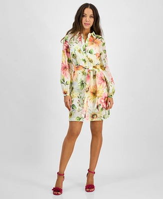 Guess Women's Faith Floral-Print Belted Shirtdress