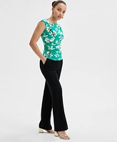 I.n.c. International Concepts Petite Floral Asymmetric Draped Top, Exclusively at Macy's