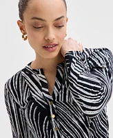I.n.c. International Concepts Petite Printed Button-Front Top, Exclusively at Macy's
