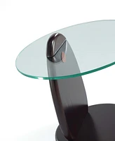 Manhattan Comfort 19.68" Artesia Modern Tempered Glass Top End Table