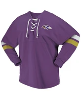 Fanatics Women's Purple Baltimore Ravens Spirit Jersey Lace-Up V-Neck Long Sleeve T-Shirt